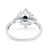 Oval Cut Halo Vintage Wedding Ring Simulated Cubic Zirconia 925 Sterling Silver