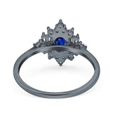 Oval Cut Halo Vintage Wedding Ring Simulated Cubic Zirconia 925 Sterling Silver