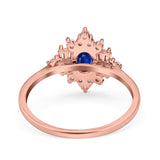 Oval Cut Halo Vintage Wedding Ring Simulated Cubic Zirconia 925 Sterling Silver