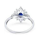 Oval Cut Halo Vintage Wedding Ring Simulated Cubic Zirconia 925 Sterling Silver