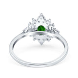 Oval Cut Halo Vintage Wedding Ring Simulated Cubic Zirconia 925 Sterling Silver
