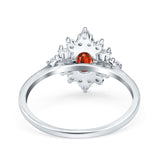 Oval Cut Halo Vintage Wedding Ring Simulated Cubic Zirconia 925 Sterling Silver