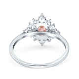 Oval Cut Halo Vintage Wedding Ring Simulated Cubic Zirconia 925 Sterling Silver