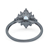 Oval Cut Halo Vintage Wedding Ring Simulated Cubic Zirconia 925 Sterling Silver