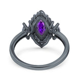 Marquise Vintage Wedding Ring Simulated Cubic Zirconia 925 Sterling Silver