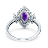 Marquise Vintage Wedding Ring Simulated Cubic Zirconia 925 Sterling Silver