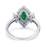 Marquise Vintage Wedding Ring Simulated Cubic Zirconia 925 Sterling Silver