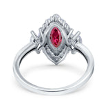 Marquise Vintage Wedding Ring Simulated Cubic Zirconia 925 Sterling Silver