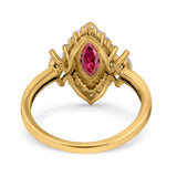 Marquise Vintage Wedding Ring Simulated Cubic Zirconia 925 Sterling Silver