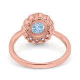 Vintage Floral Engagement Ring Oval Simulated Cubic Zirconia 925 Sterling Silver