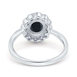 Vintage Floral Engagement Ring Oval Simulated Cubic Zirconia 925 Sterling Silver