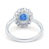 Vintage Floral Engagement Ring Oval Simulated Cubic Zirconia 925 Sterling Silver
