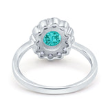 Vintage Floral Engagement Ring Oval Simulated Cubic Zirconia 925 Sterling Silver