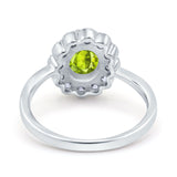 Vintage Floral Engagement Ring Oval Simulated Cubic Zirconia 925 Sterling Silver