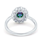 Vintage Floral Engagement Ring Oval Simulated Cubic Zirconia 925 Sterling Silver