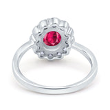 Vintage Floral Engagement Ring Oval Simulated Cubic Zirconia 925 Sterling Silver