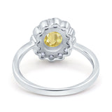 Vintage Floral Engagement Ring Oval Simulated Cubic Zirconia 925 Sterling Silver