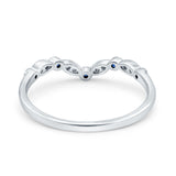 Marquise Curved Half Eternity Stackable Band Ring Simulated CZ 925 Sterling Silver