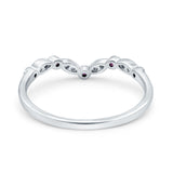 Marquise Curved Half Eternity Stackable Band Ring Simulated CZ 925 Sterling Silver