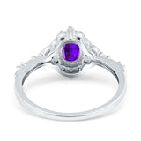 Oval Engagement Ring Accent Vintage Simulated Cubic Zirconia 925 Sterling Silver