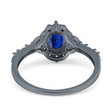 Oval Engagement Ring Accent Vintage Simulated Cubic Zirconia 925 Sterling Silver