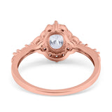 Oval Engagement Ring Accent Vintage Simulated Cubic Zirconia 925 Sterling Silver