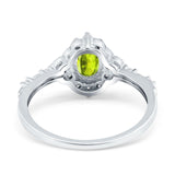 Oval Engagement Ring Accent Vintage Simulated Cubic Zirconia 925 Sterling Silver