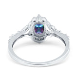 Oval Engagement Ring Accent Vintage Simulated Cubic Zirconia 925 Sterling Silver