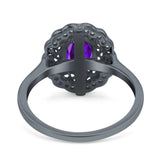 Art Deco Wedding Ring Oval Cut Solid Simulated Cubic Zirconia 925 Sterling Silver