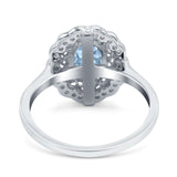Art Deco Wedding Ring Oval Cut Solid Simulated Cubic Zirconia 925 Sterling Silver