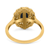 Art Deco Wedding Ring Oval Cut Solid Simulated Cubic Zirconia 925 Sterling Silver