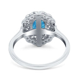 Art Deco Wedding Ring Oval Cut Solid Simulated Cubic Zirconia 925 Sterling Silver