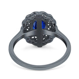 Art Deco Wedding Ring Oval Cut Solid Simulated Cubic Zirconia 925 Sterling Silver