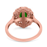 Art Deco Wedding Ring Oval Cut Solid Simulated Cubic Zirconia 925 Sterling Silver