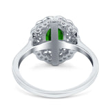 Art Deco Wedding Ring Oval Cut Solid Simulated Cubic Zirconia 925 Sterling Silver