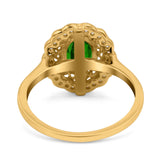 Art Deco Wedding Ring Oval Cut Solid Simulated Cubic Zirconia 925 Sterling Silver