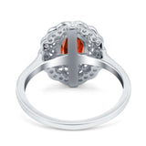 Art Deco Wedding Ring Oval Cut Solid Simulated Cubic Zirconia 925 Sterling Silver