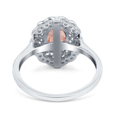 Art Deco Wedding Ring Oval Cut Solid Simulated Cubic Zirconia 925 Sterling Silver