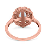 Art Deco Wedding Ring Oval Cut Solid Simulated Cubic Zirconia 925 Sterling Silver