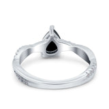 Pear Art Deco Wedding Ring Twisted Simulated Cubic Zirconia 925 Sterling Silver