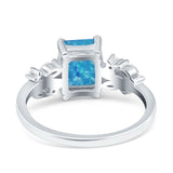 Emerald Cut Art Deco Engagement Wedding Bridal Ring Round Simulated Cubic Zirconia 925 Sterling Silver