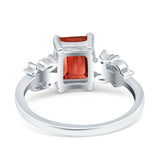 Emerald Cut Art Deco Engagement Wedding Bridal Ring Round Simulated Cubic Zirconia 925 Sterling Silver