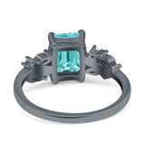 Emerald Cut Art Deco Engagement Wedding Bridal Ring Round Simulated Cubic Zirconia 925 Sterling Silver