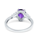 Teardrop Pear Art Deco Engagement Wedding Bridal Ring Round Simulated Cubic Zirconia Accent 925 Sterling Silver