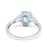Teardrop Pear Art Deco Engagement Wedding Bridal Ring Round Simulated Cubic Zirconia Accent 925 Sterling Silver