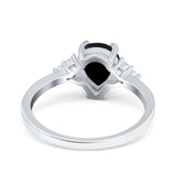 Teardrop Pear Art Deco Engagement Wedding Bridal Ring Round Simulated Cubic Zirconia Accent 925 Sterling Silver
