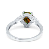 Teardrop Pear Art Deco Engagement Wedding Bridal Ring Round Simulated Cubic Zirconia Accent 925 Sterling Silver