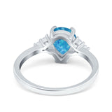 Teardrop Pear Art Deco Engagement Wedding Bridal Ring Round Simulated Cubic Zirconia Accent 925 Sterling Silver