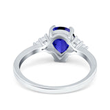 Teardrop Pear Art Deco Engagement Wedding Bridal Ring Round Simulated Cubic Zirconia Accent 925 Sterling Silver