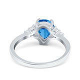 Teardrop Pear Art Deco Engagement Wedding Bridal Ring Round Simulated Cubic Zirconia Accent 925 Sterling Silver